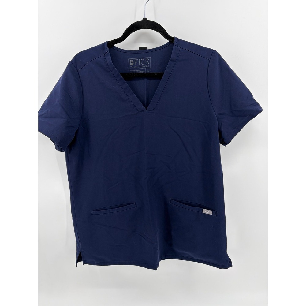 FIGS Technical Collection Navy Blue V-Neck Scrub Top, Women's Size Medium